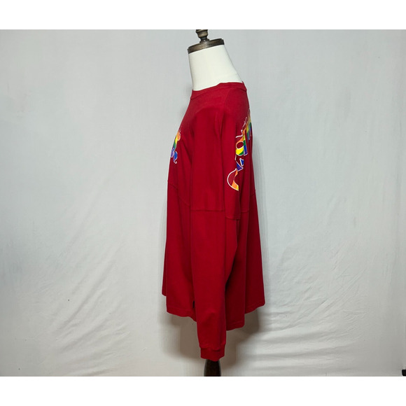 Disney Parks Spirt Jersey Mens XL Red Mickey Mouse Rainbow Pride Cast Member NWT - Picture 5 of 11